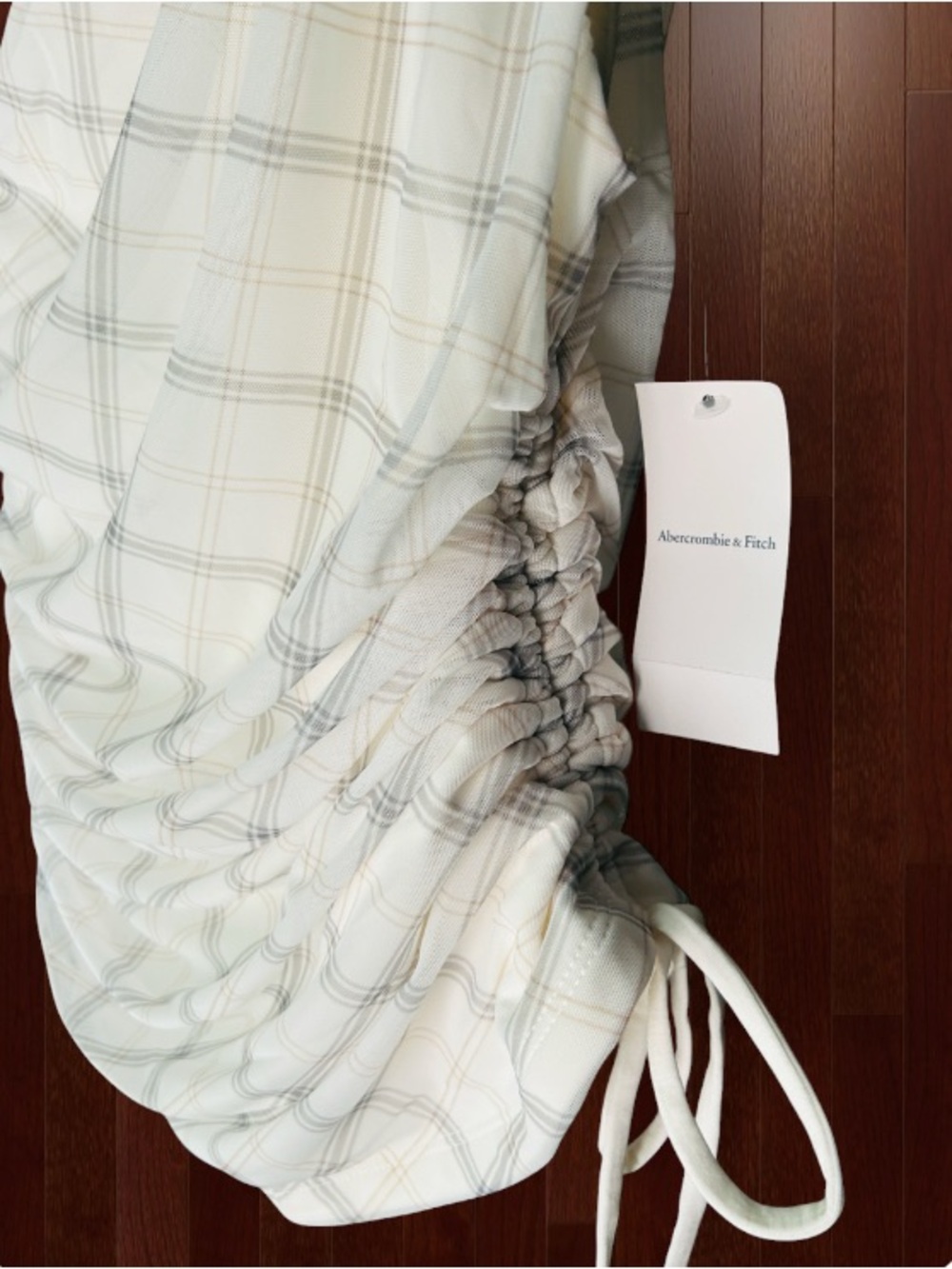 ๐๐ซ Abercrombie Plaid Over Shoulder Cinched Tie Top XS NWT - Picture 8 of 14